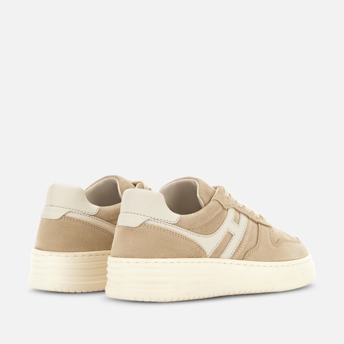 Hogan Beige Calfskin H630 Sneakers With Lace-Up Design