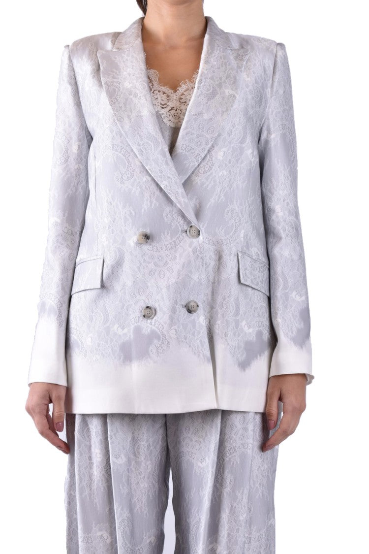 Ermanno Double-Breasted Blazer With Lace Detailing And Tailored Fit