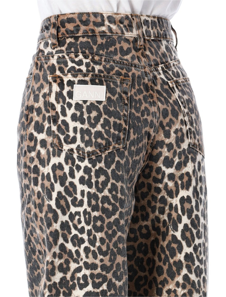 Ganni Leopard Print Denim Stary Jeans
