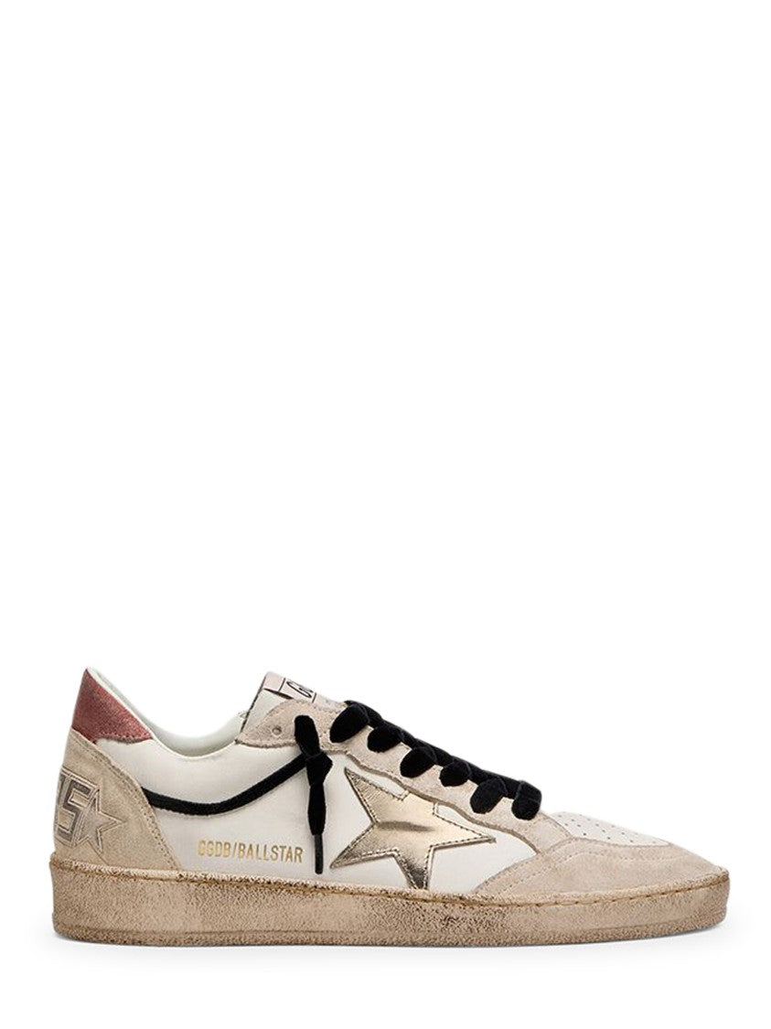 Golden Goose Low-Top Distressed White Leather Sneakers With Suede Overlays