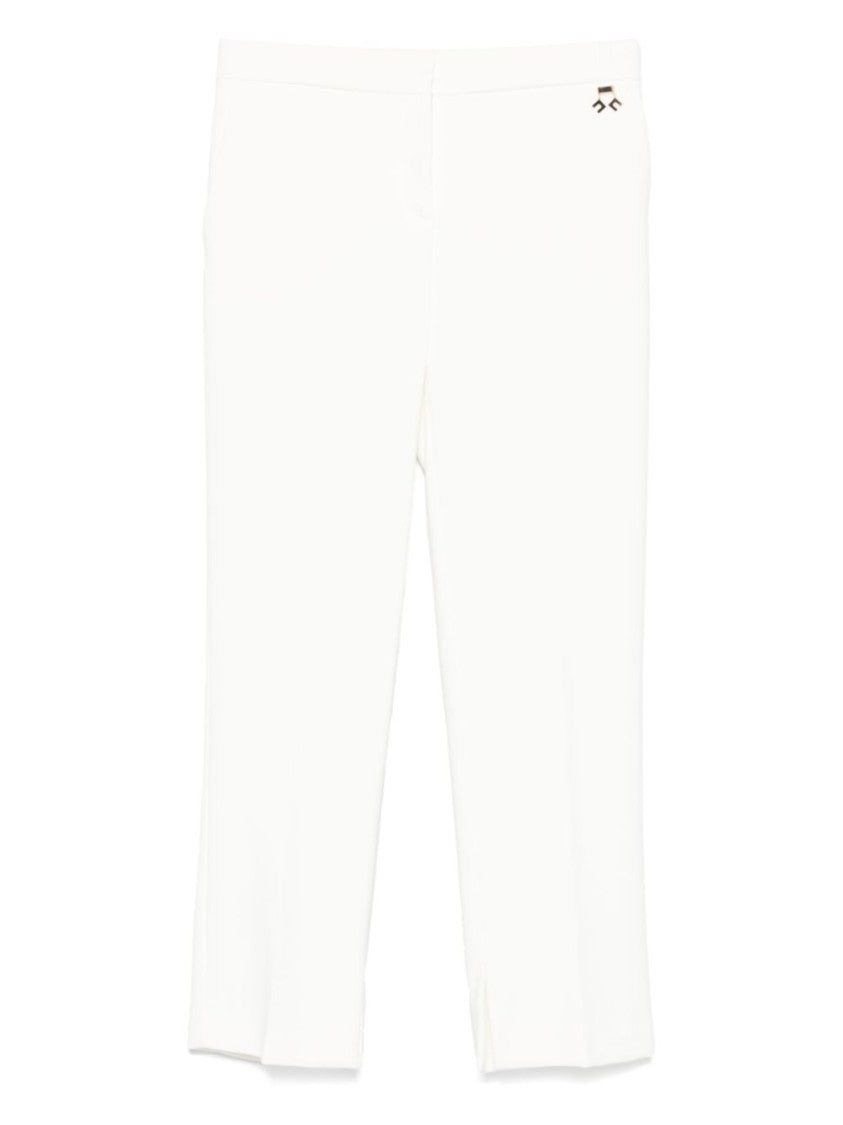 Elisabetta Franchi Cropped White Trousers With Tailored Silhouette