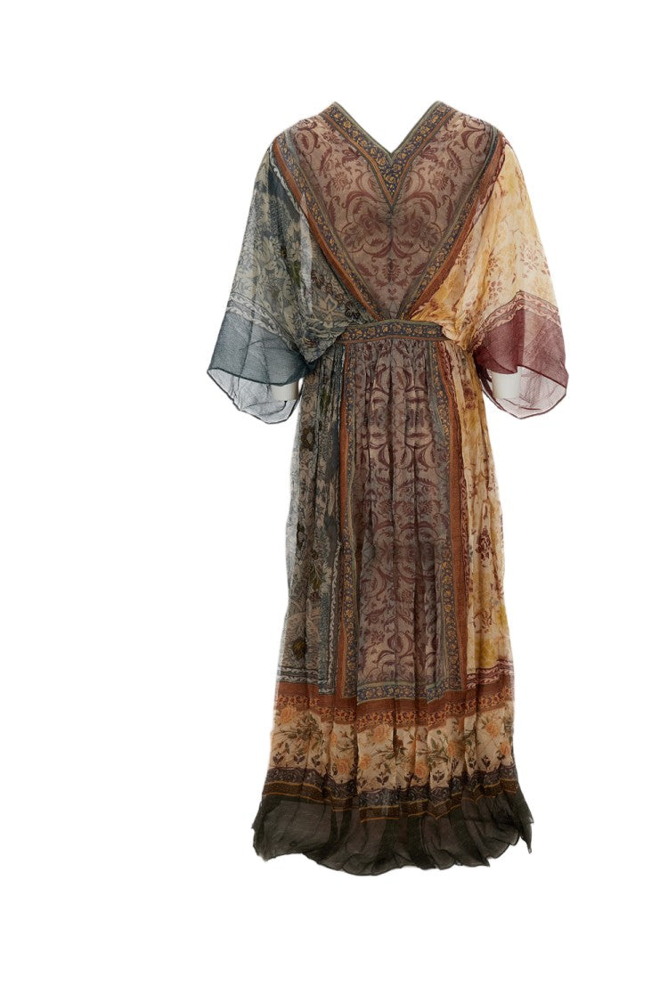 Into The East Flared Maxi Dress With V-Neckline