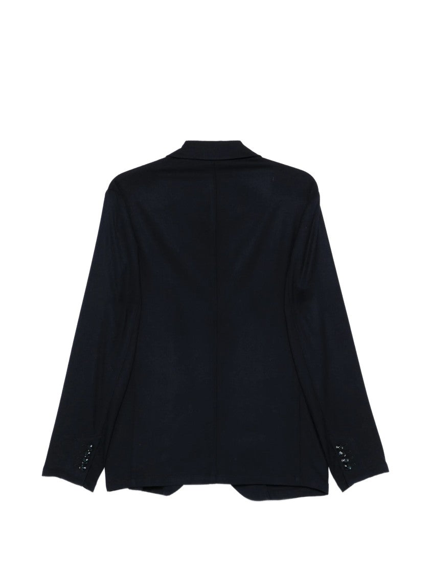 Giorgio Armani Tailored Dark Navy Blue Wool Notch Lapel Blazer