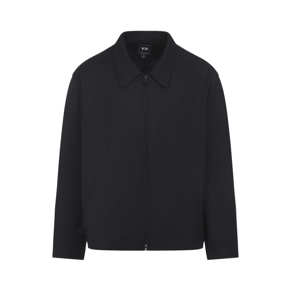Y-3 Black Wool-Blend Jacket With Pointed Collar And Two-Way Zip Closure