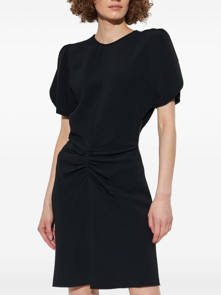 Victoria Beckham Fitted Black Dress With Draped Sleeves