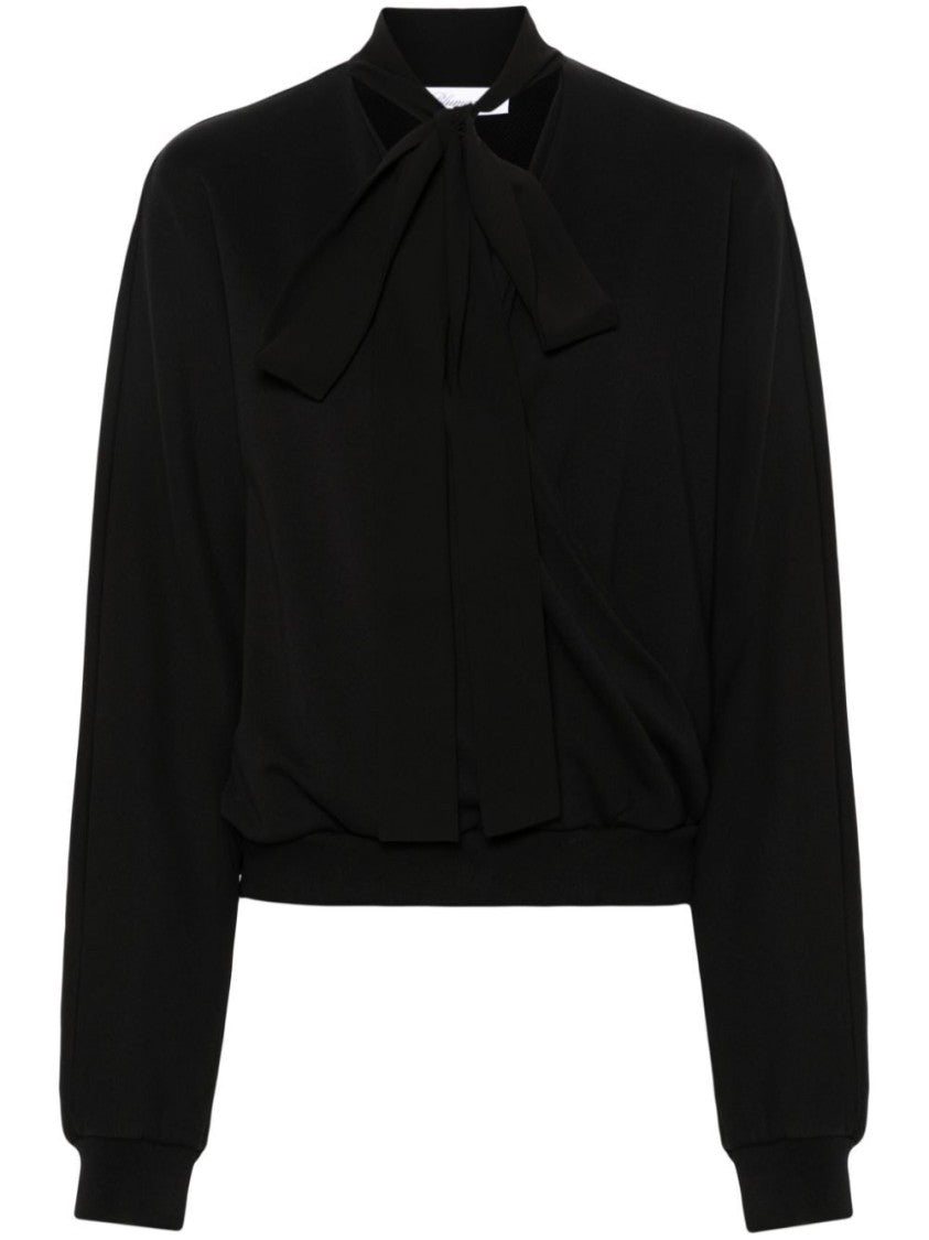 Blumarine V-Neck Sweatshirt With Bow Detail