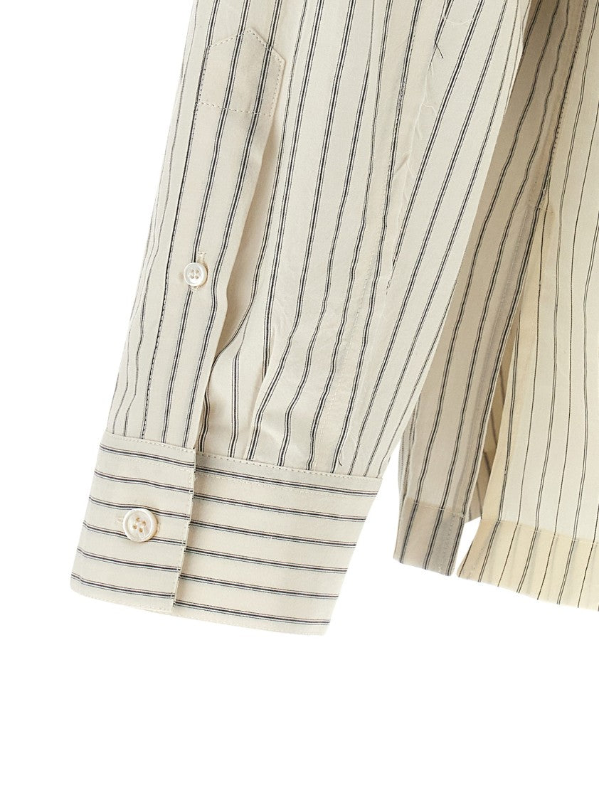 Maison Margiela Cotton Striped Pajama Shirt With Patchwork Details