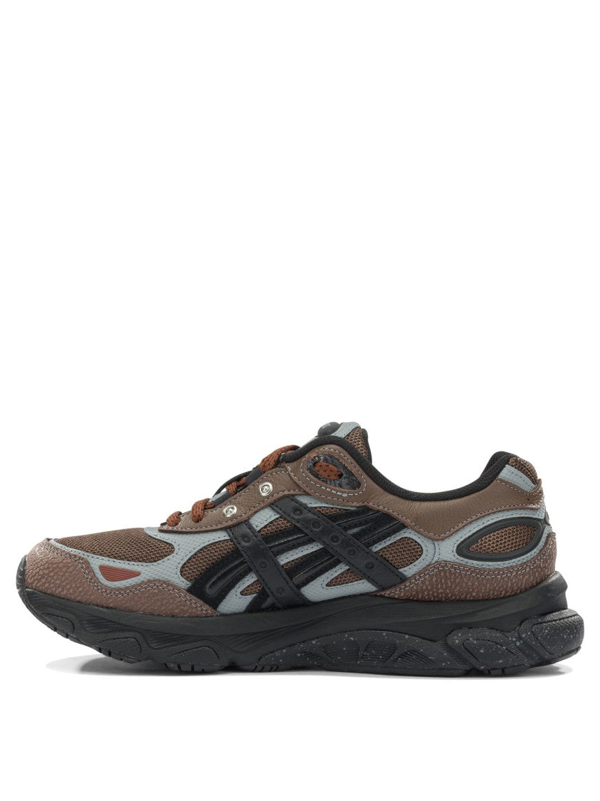Asics Premium Leather Slip-On Sneakers With Grey Mesh Panels