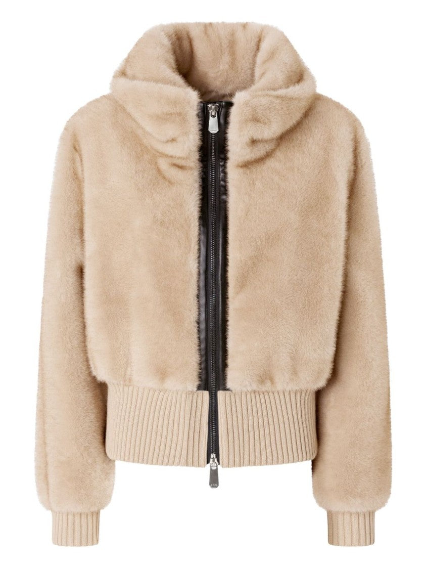 Pinko Cropped Plush Coat With High Collar