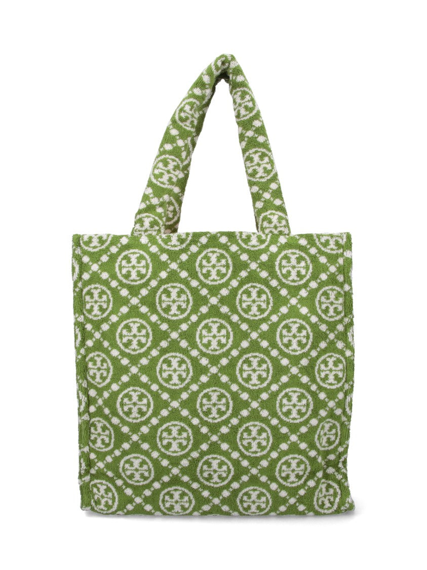 Tory Burch T-Monogram' Terrycloth Tote Bag – Green