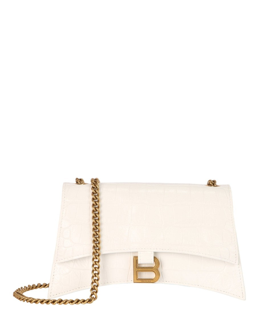 Balenciaga Xs Crocodile Embossed Crush Chain Shoulder Bag