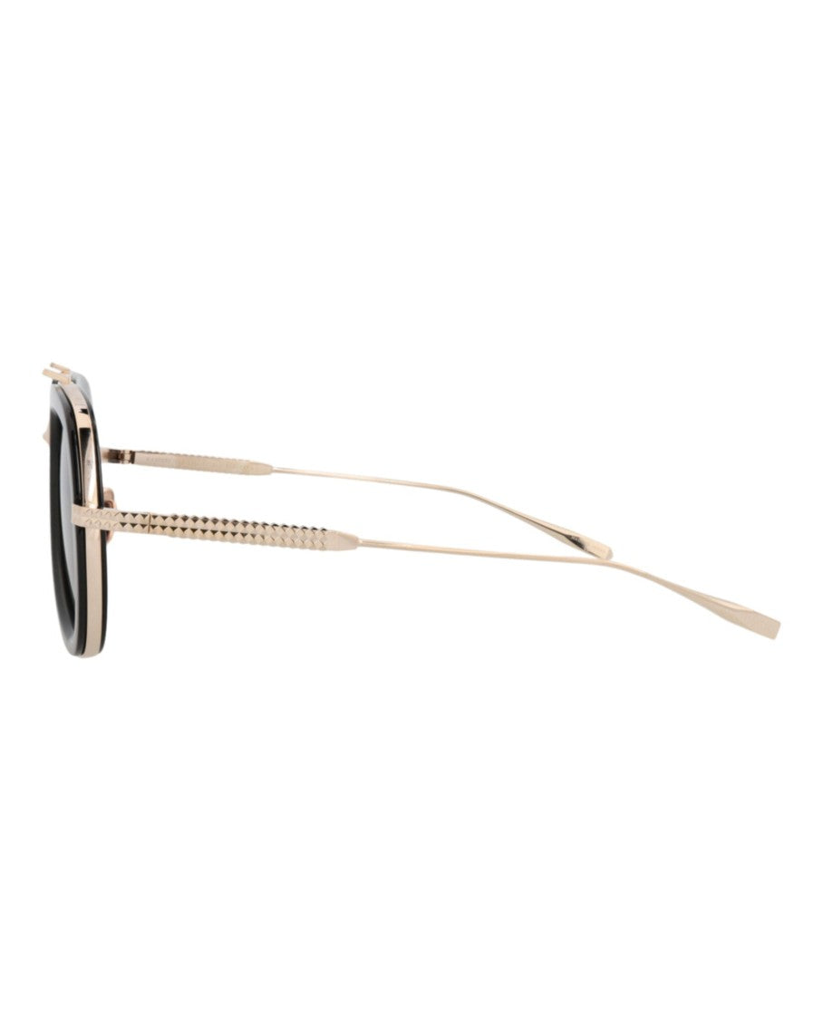 Valentino Aviator-Frame Acetate And Metal Sunglasses With Textured Temples