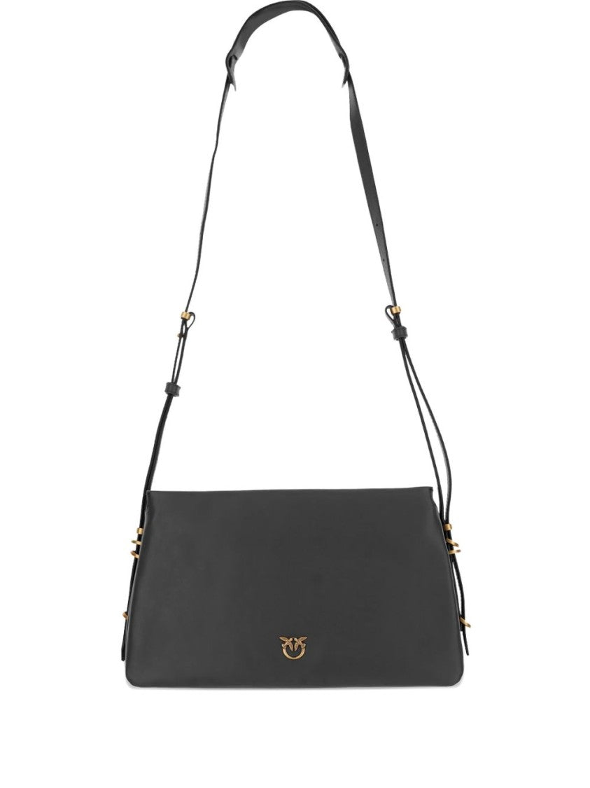 Pinko Rectangular Nero E Oro Shoulder Bag