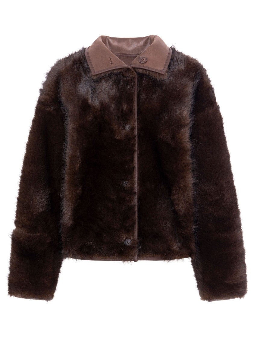 Urbancode Cropped Reversible Coat With Luxurious Fur And Leather Textures