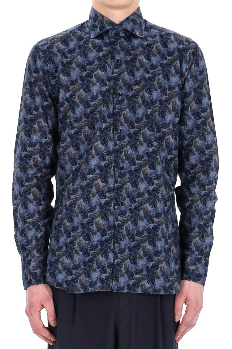 Barba Floral Print Linen Tailored Shirt Line Dandylife