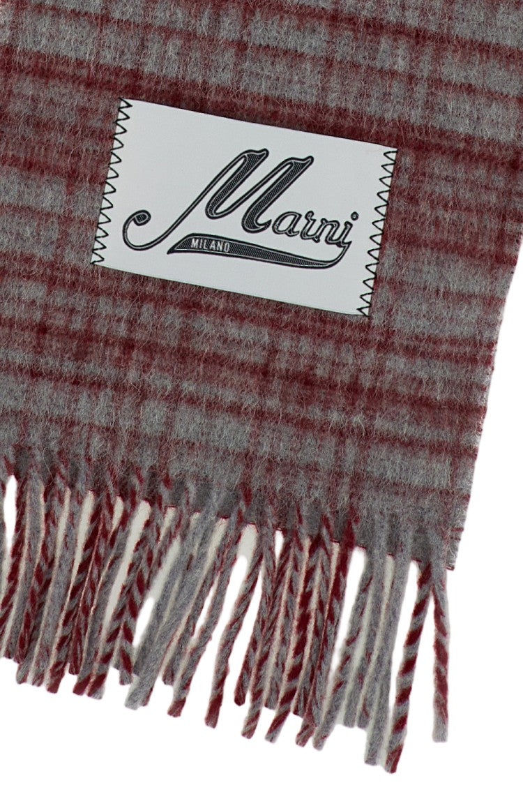Marni Red/Grey Blended Wool Check Scarf