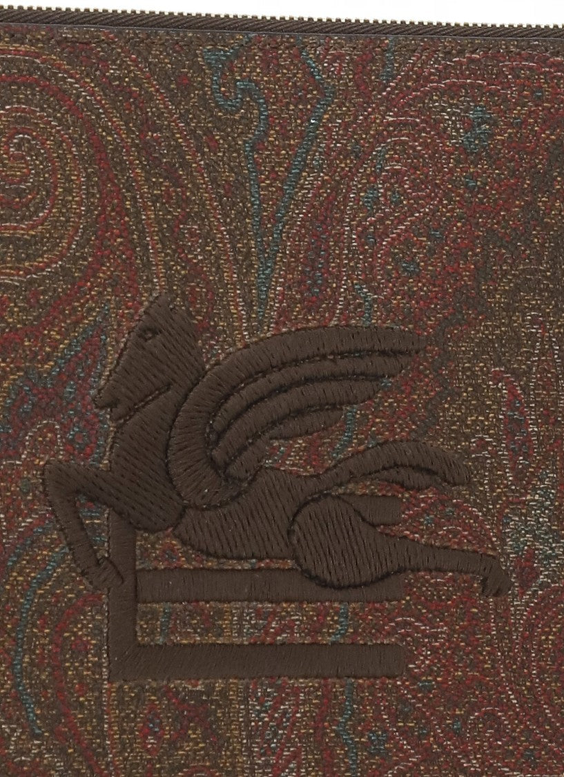 Etro Rectangular Brown Paisley Pochette