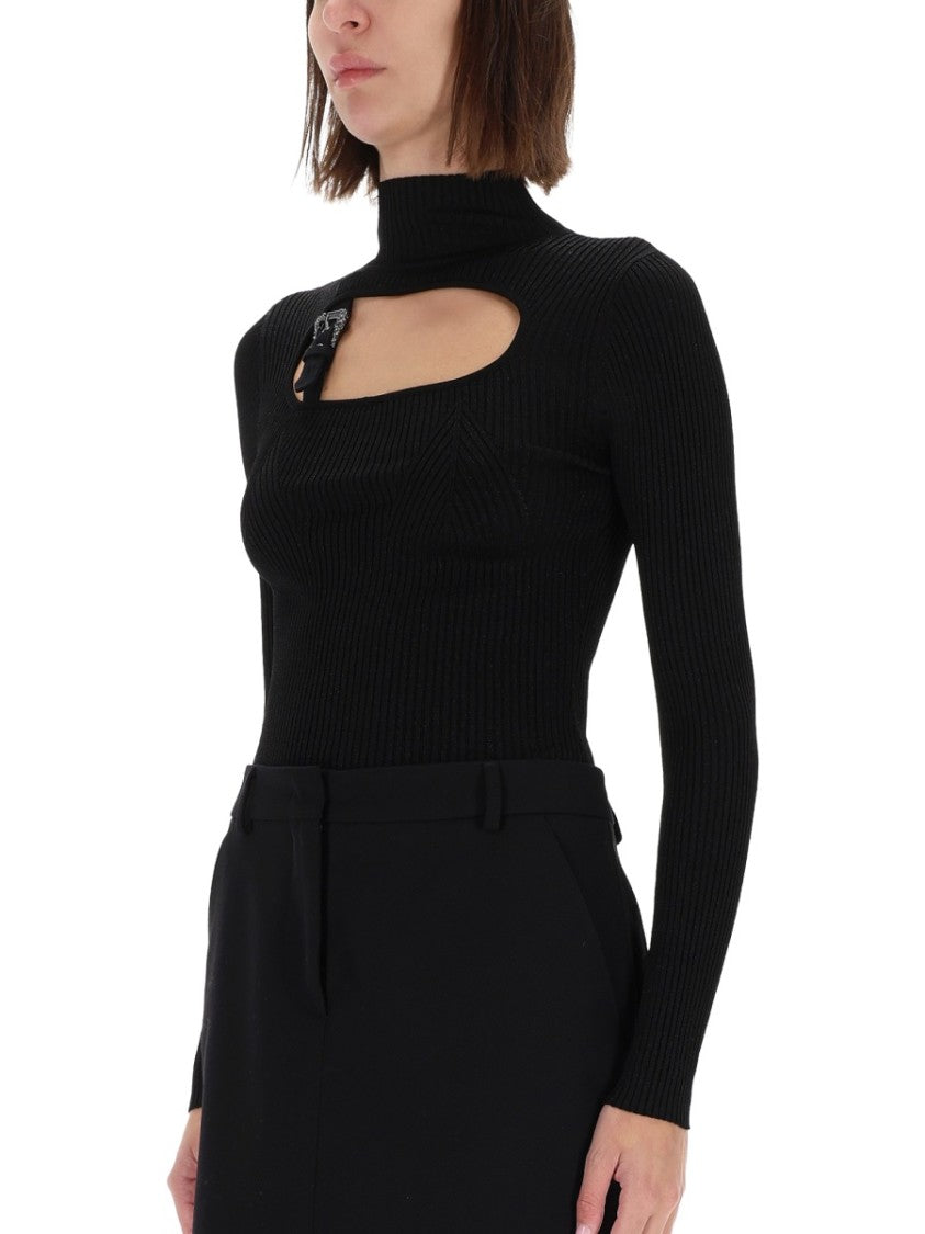 Versace Jeans Couture Fitted Ribbed Buckle Top