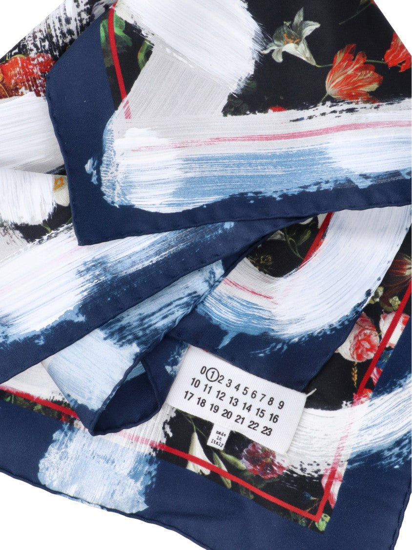 Maison Margiela Multicolor Floral Print Silk Scarf