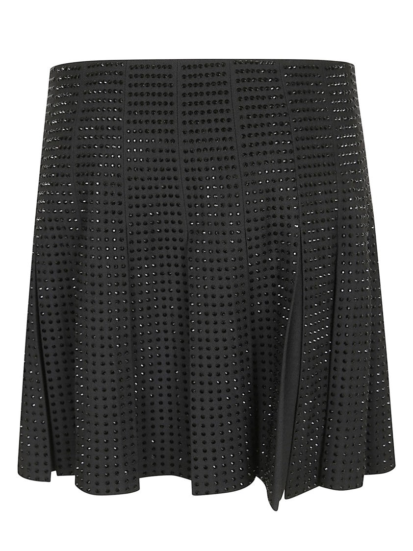 Pinko Structured Black Mini Skirt With Pleated Design
