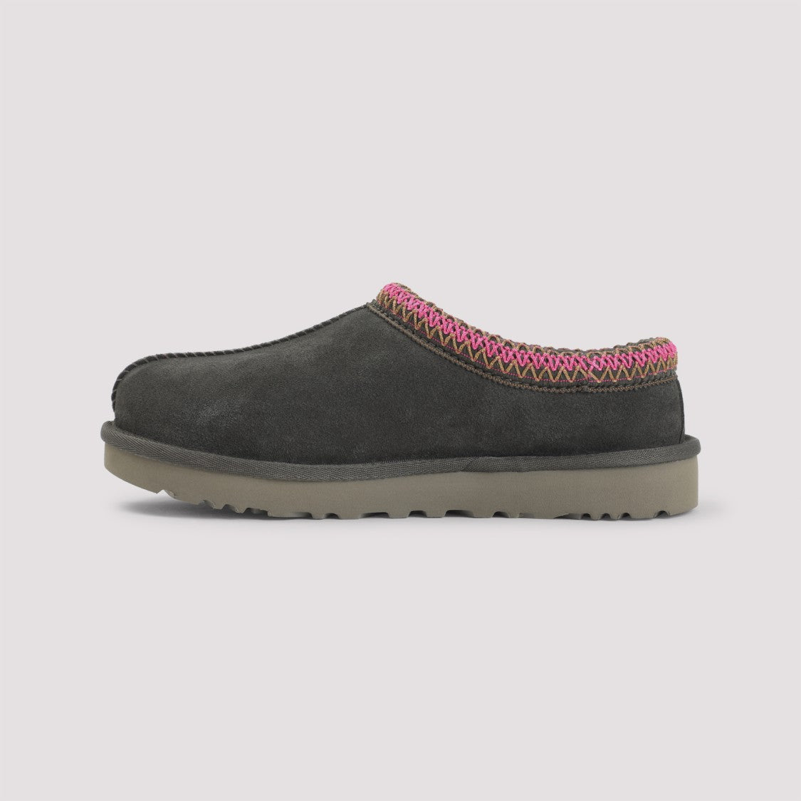 Ugg Rounded Toe Slip-On Slippers With Tonal Suede And Mutton Lining