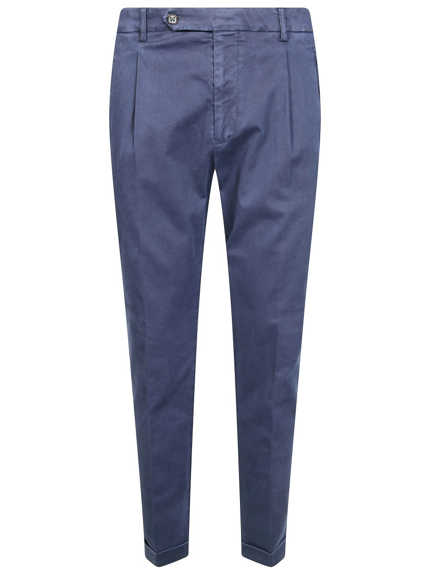 Berwich Blue Tailored Pleated Formal Pants
