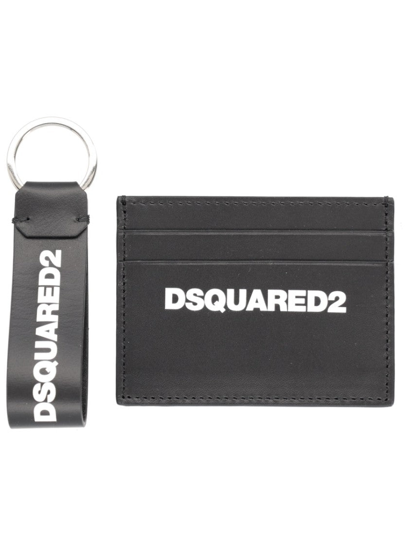 Dsquared2 Card Holder Leather Keychain Set Wallet