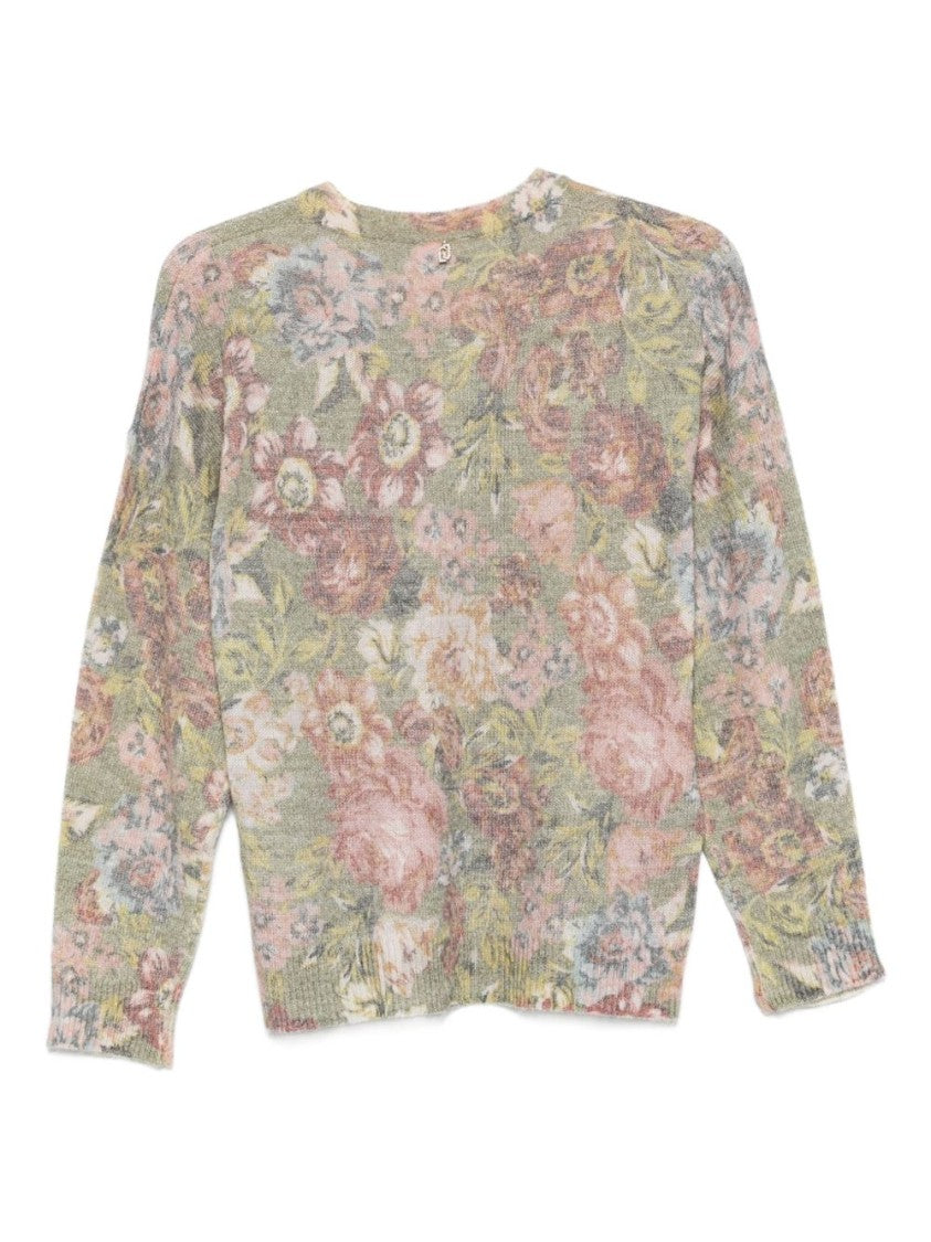 Liu Jo Pale Green Floral Knit Sweater