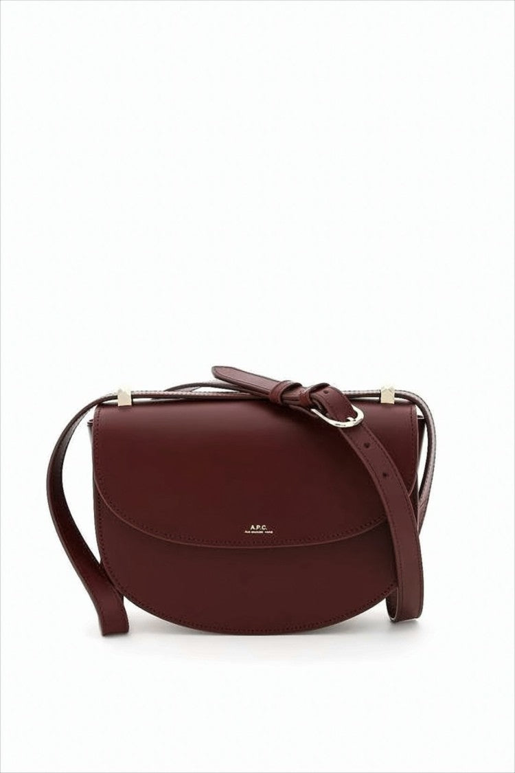 A.P.C. Structured Crossbody Bag In Deep Burgundy Cow Leather