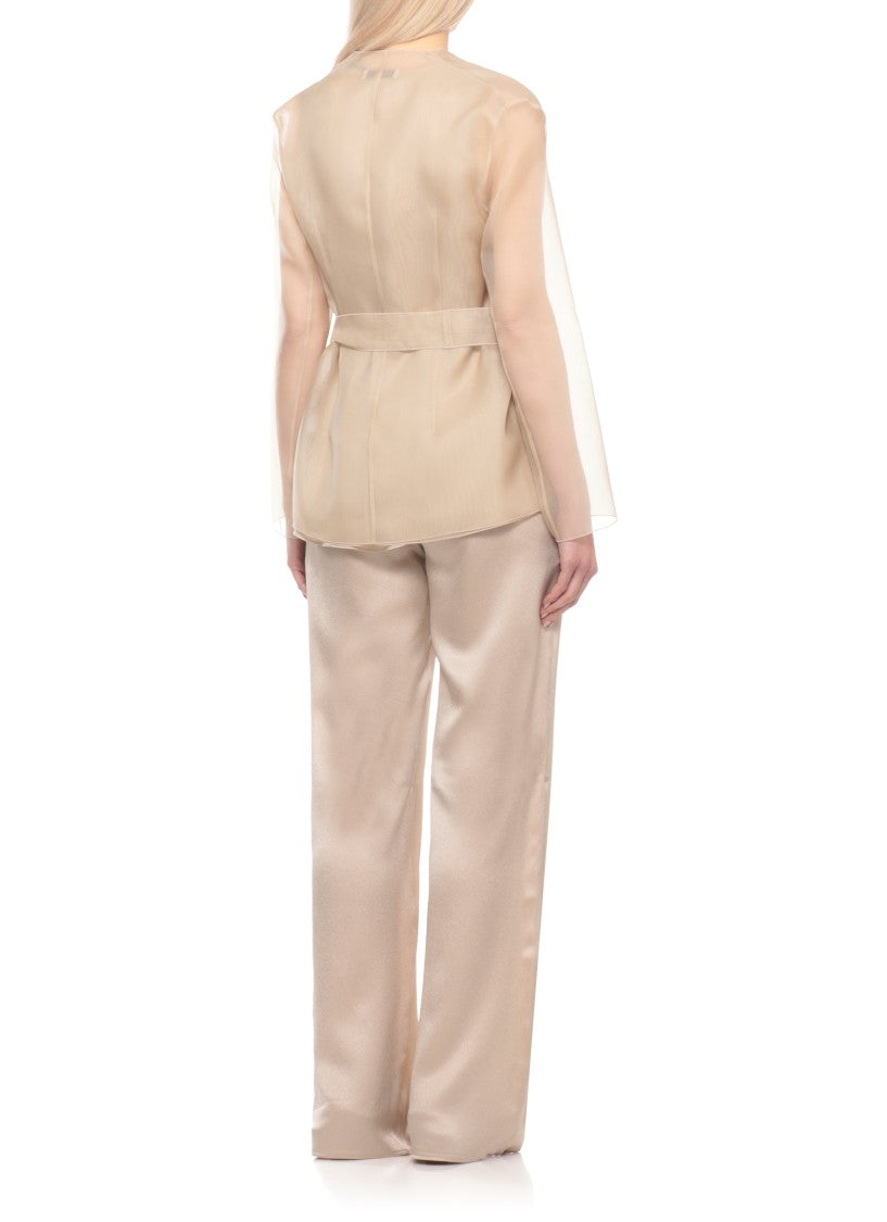 Antonelli Firenze Beige Elia Belted Silk Blazer