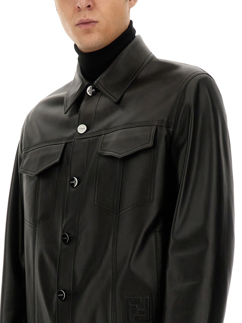 Fendi Cropped Blouson Jacket With Classic Collar