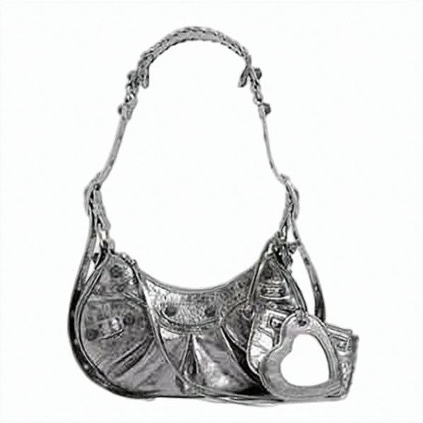 Balenciaga Crescent-Shaped Shiny Lambskin Shoulder Bag With Braided Handle