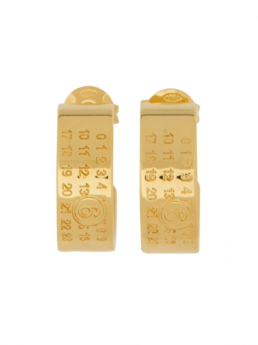 Mm6 By Maison Margiela Sculptural Gold Brass Earrings With Engraved Detailing