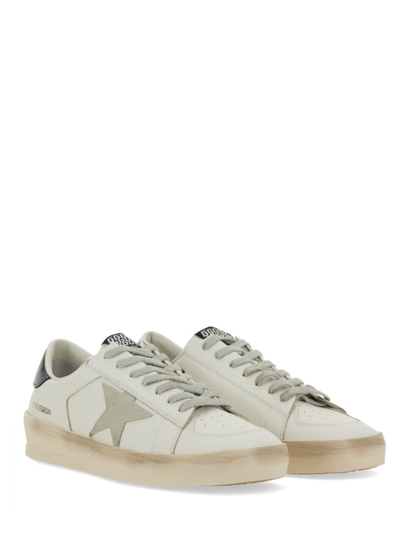 Golden Goose Stardan Low-Top Sneaker With Distressed Off-White Upper And Suede Star Detail