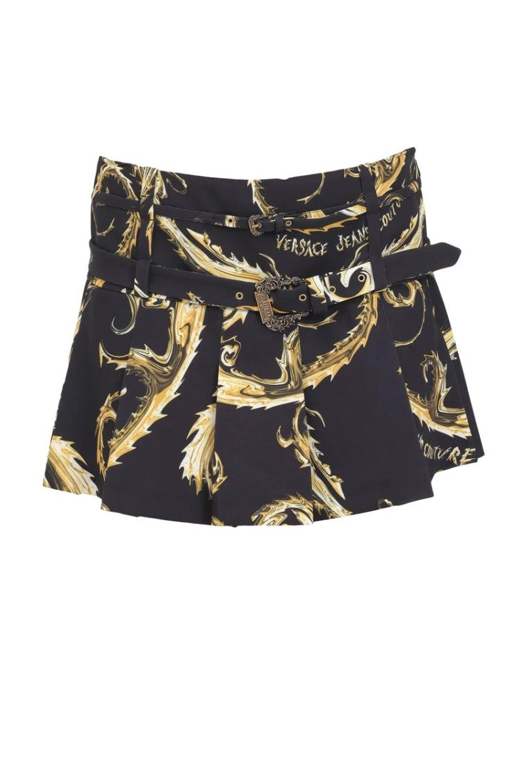 Versace Jeans Couture Pleated Skirt - Black/Yellow
