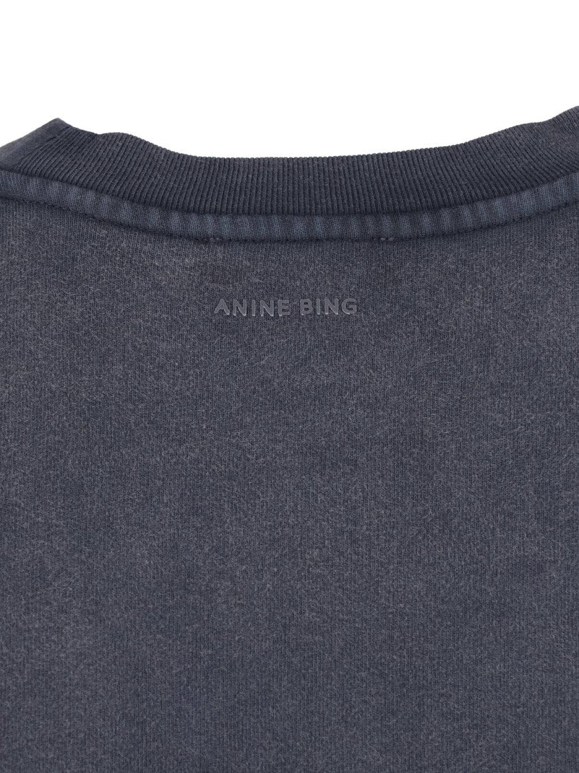 Anine Bing Black Miles Cotton Logo Sweatshirt