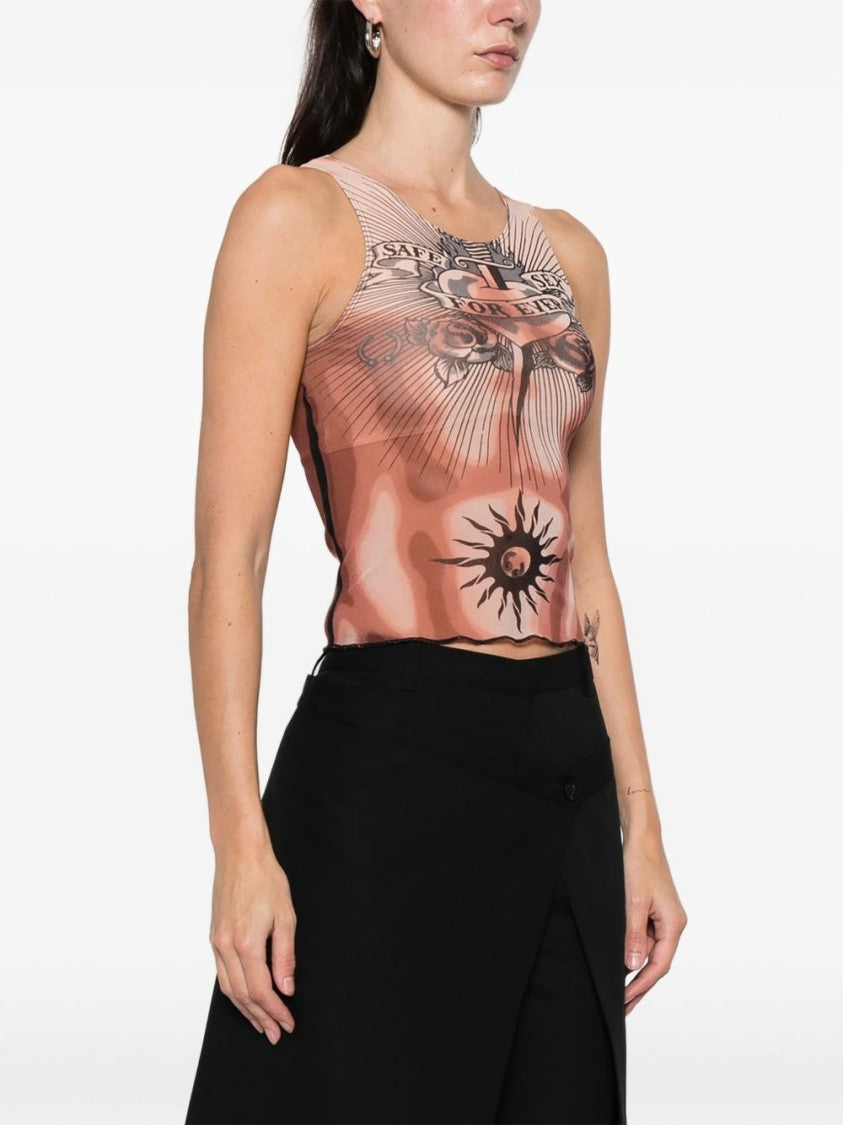 Jean Paul Gaultier Multicolour Silk And Nylon Mesh Top