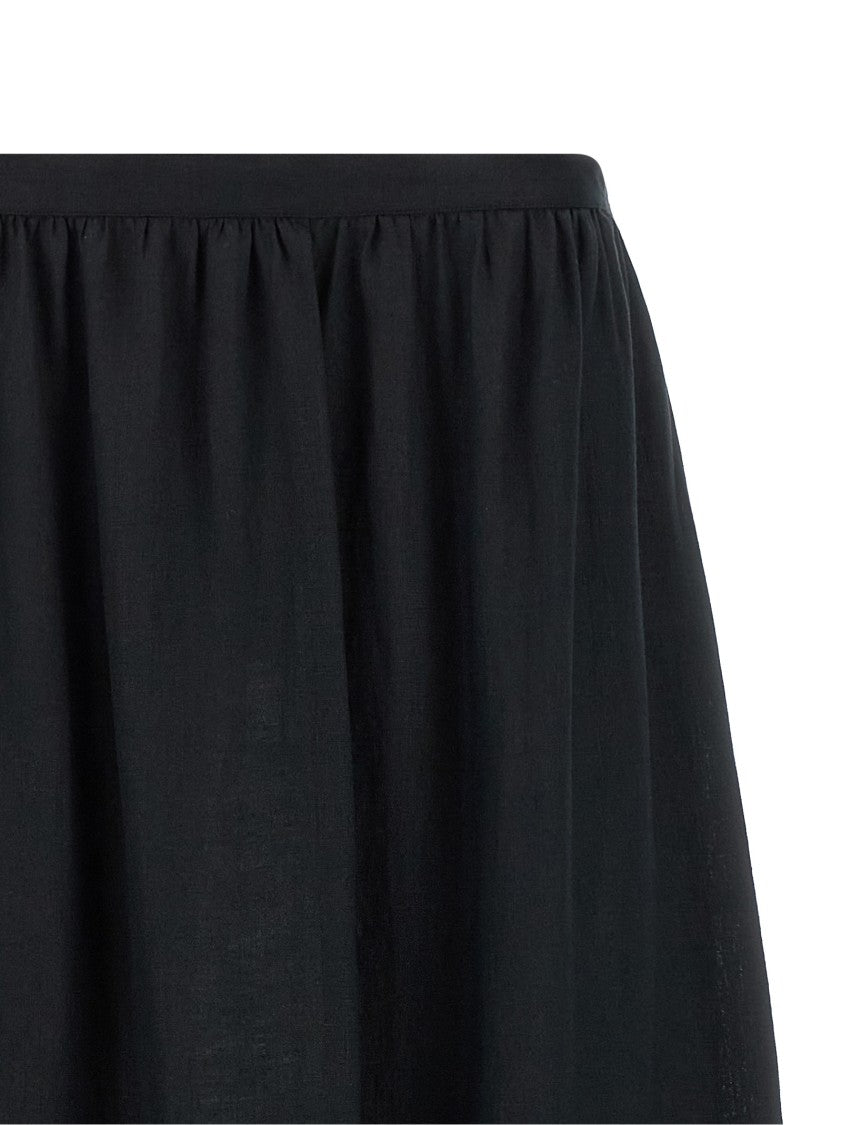 Kiton Fringed Maxi Skirt With Tiered Design And Belted Waist