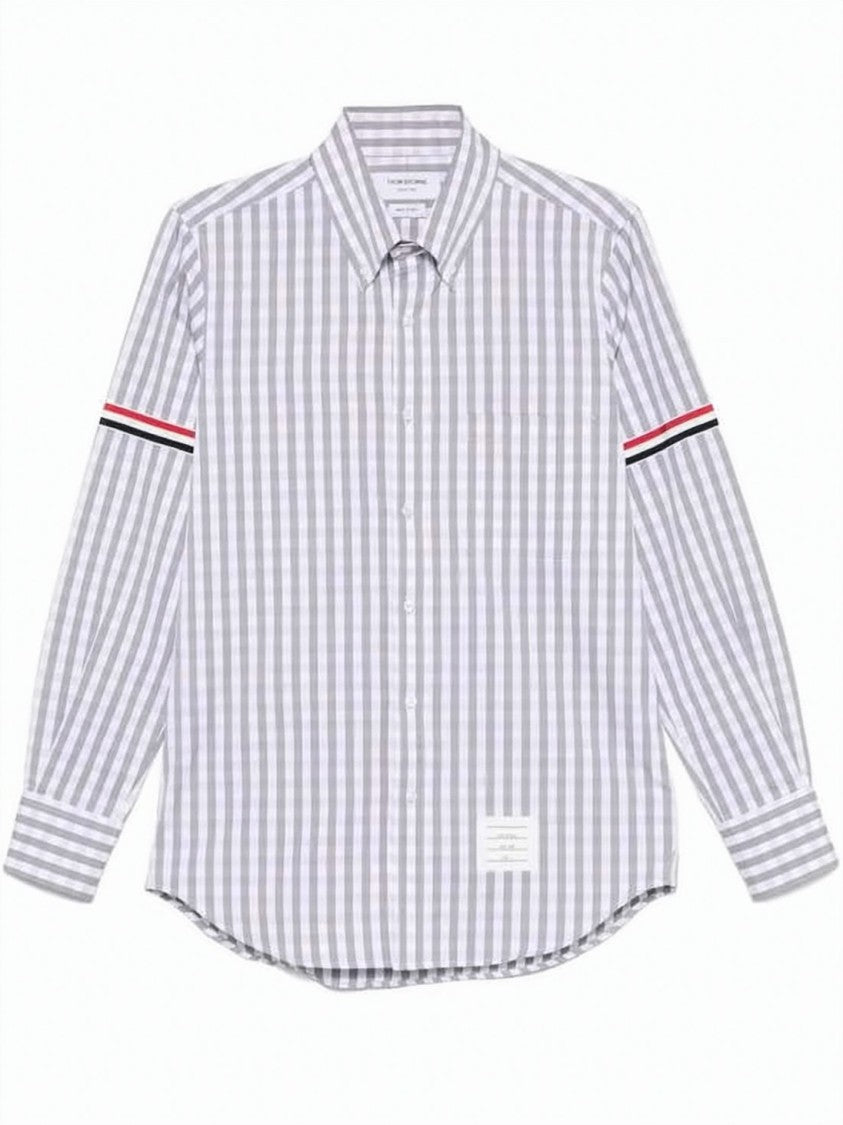 Thom Browne Checkered Long-Sleeve Shirt With Distinctive Stripes