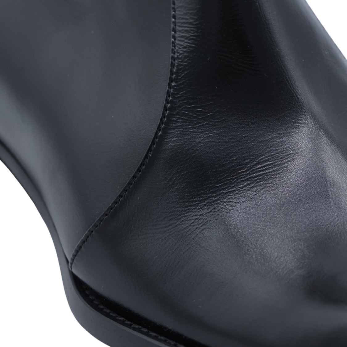 Saint Laurent Pointed-Toe Low Block Heel Leather Boots