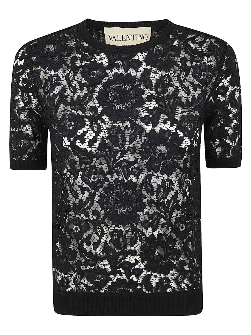 Valentino Garavani Intricate Cotton Lace Sweater With Structured Silhouette