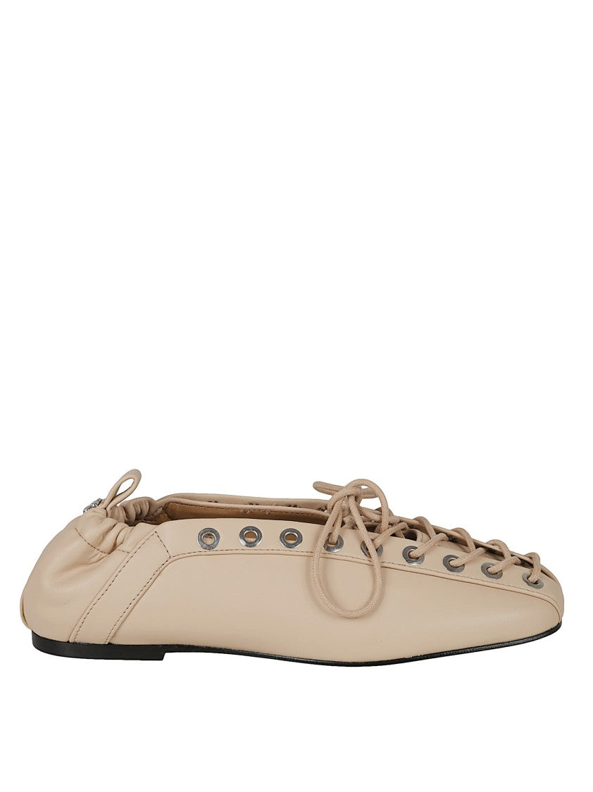 Ganni Lace-Up Ballerina Flats