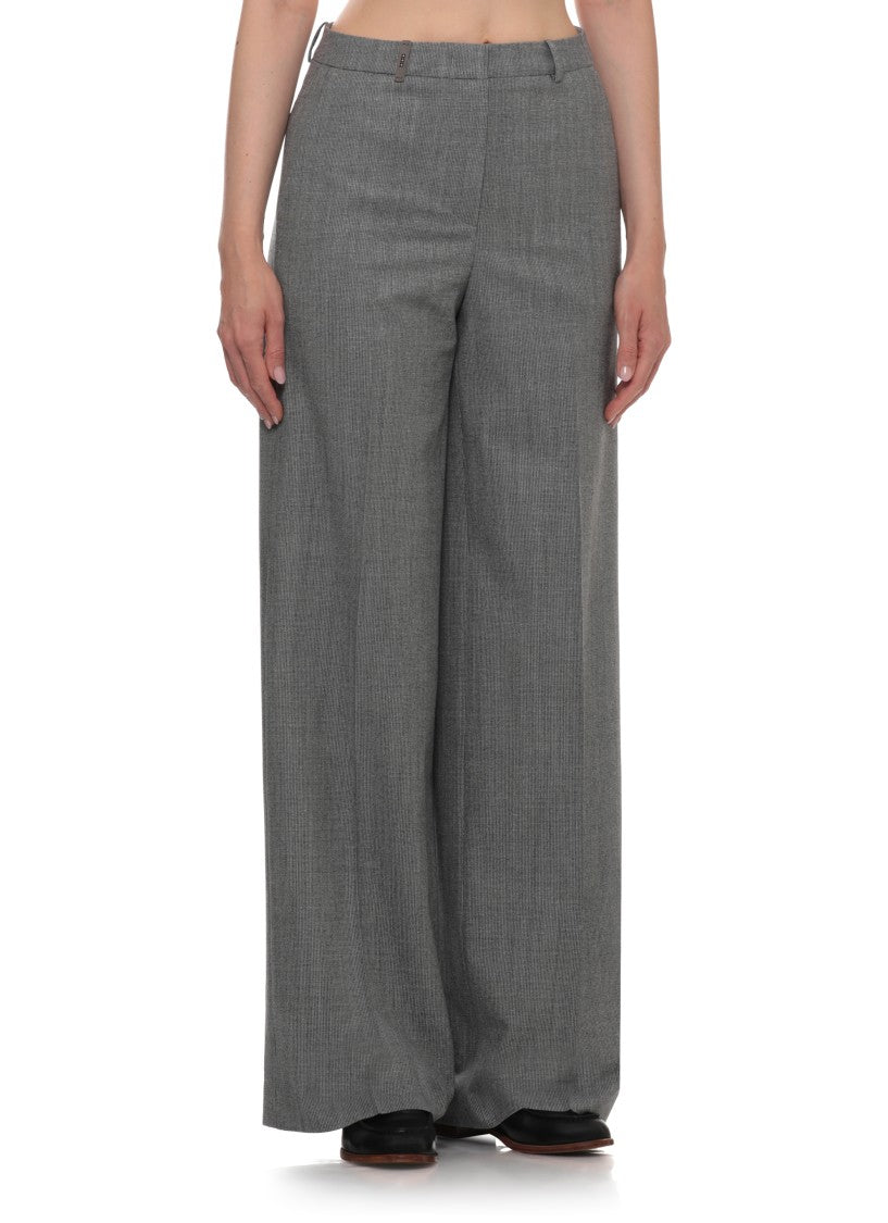 Peserico Wide-Leg Glitter Fabric Pants With Textured Design