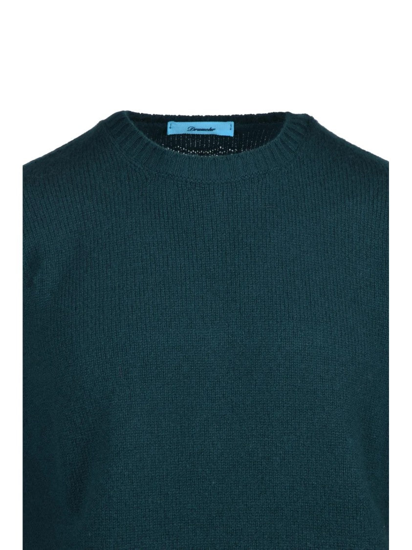 Drumohr Bottle Green Lambswool Fine Knit Crewneck Sweater