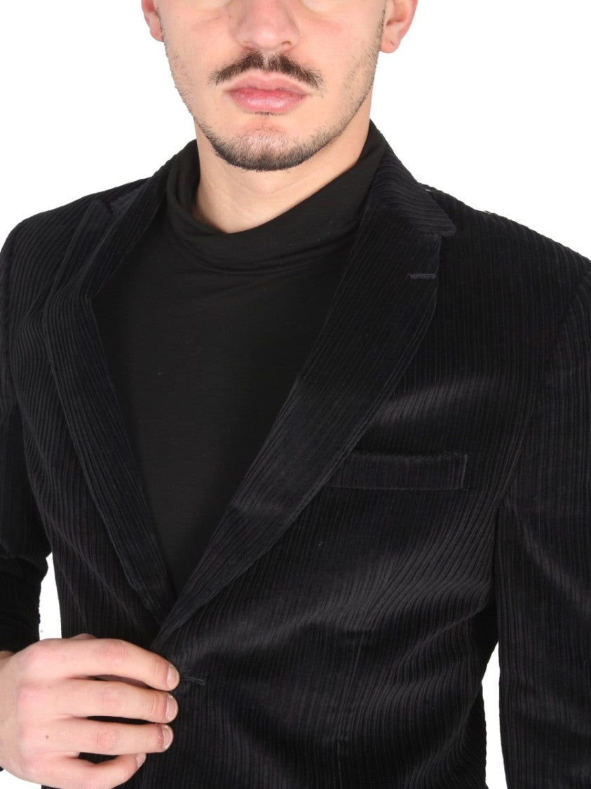 Tonello Single-Breasted Black Velvet Jacket