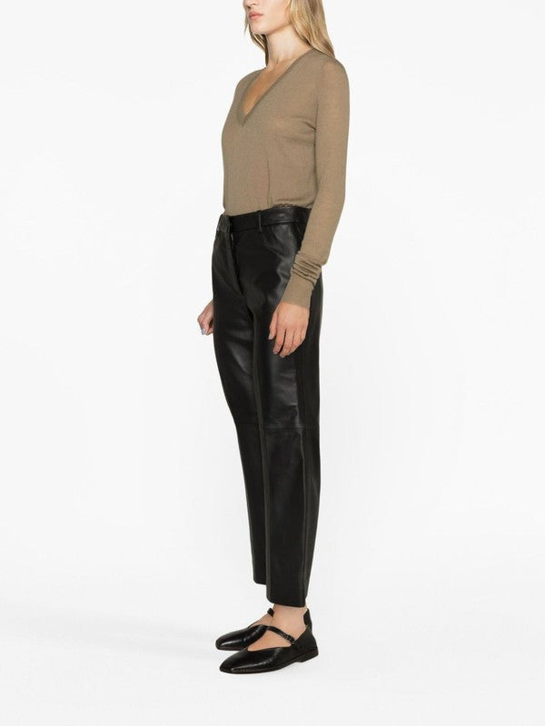 Joseph Talia Leather Cropped Trousers