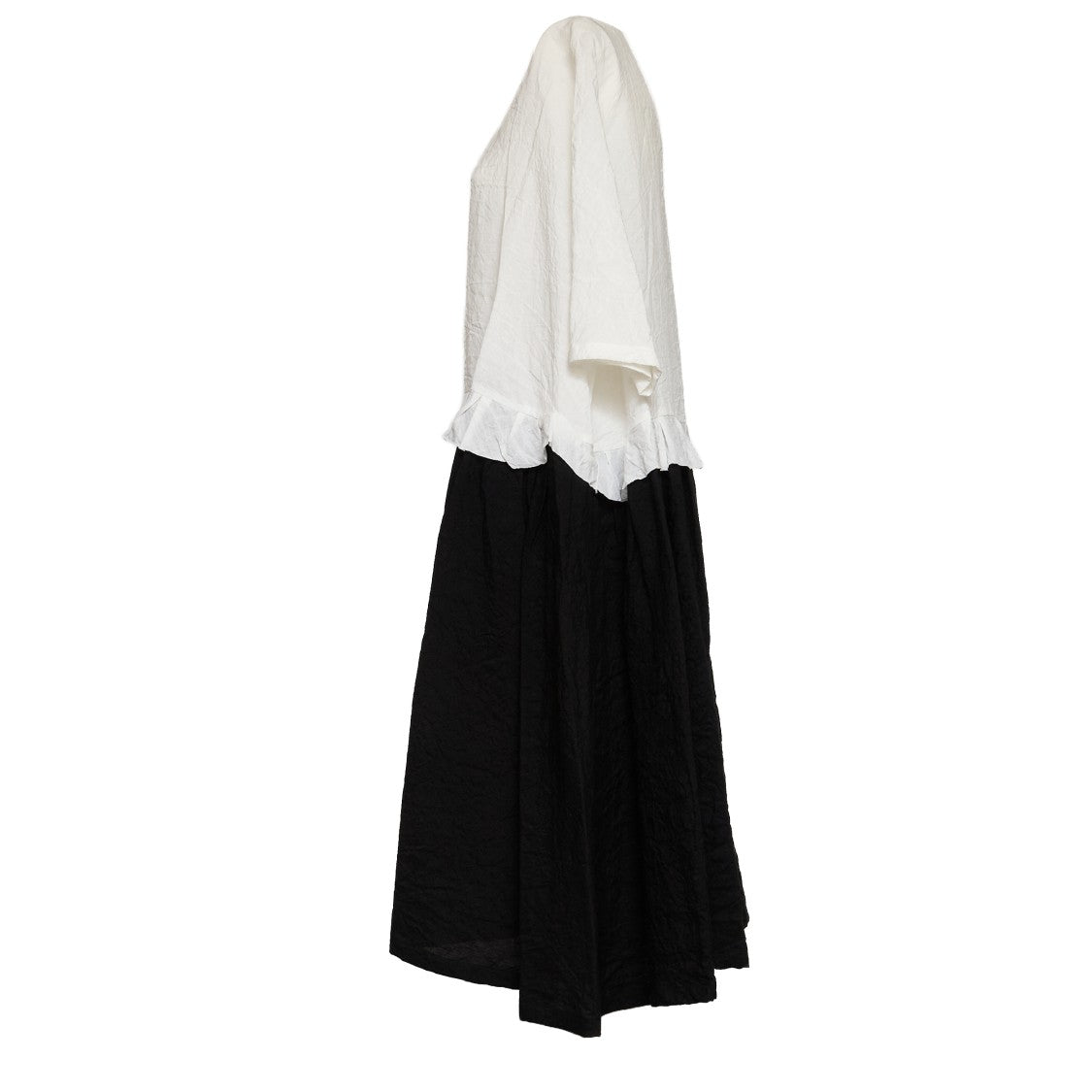 Apuntob Two-Tone Short Sleeve Dress With Side Pleating