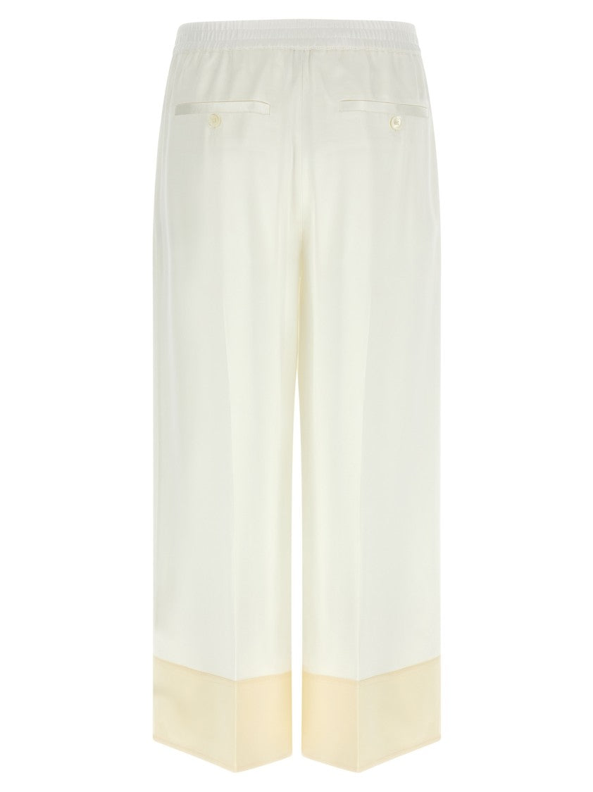 Totême Wide-Leg Cropped Satin Trousers With Pleated Detail