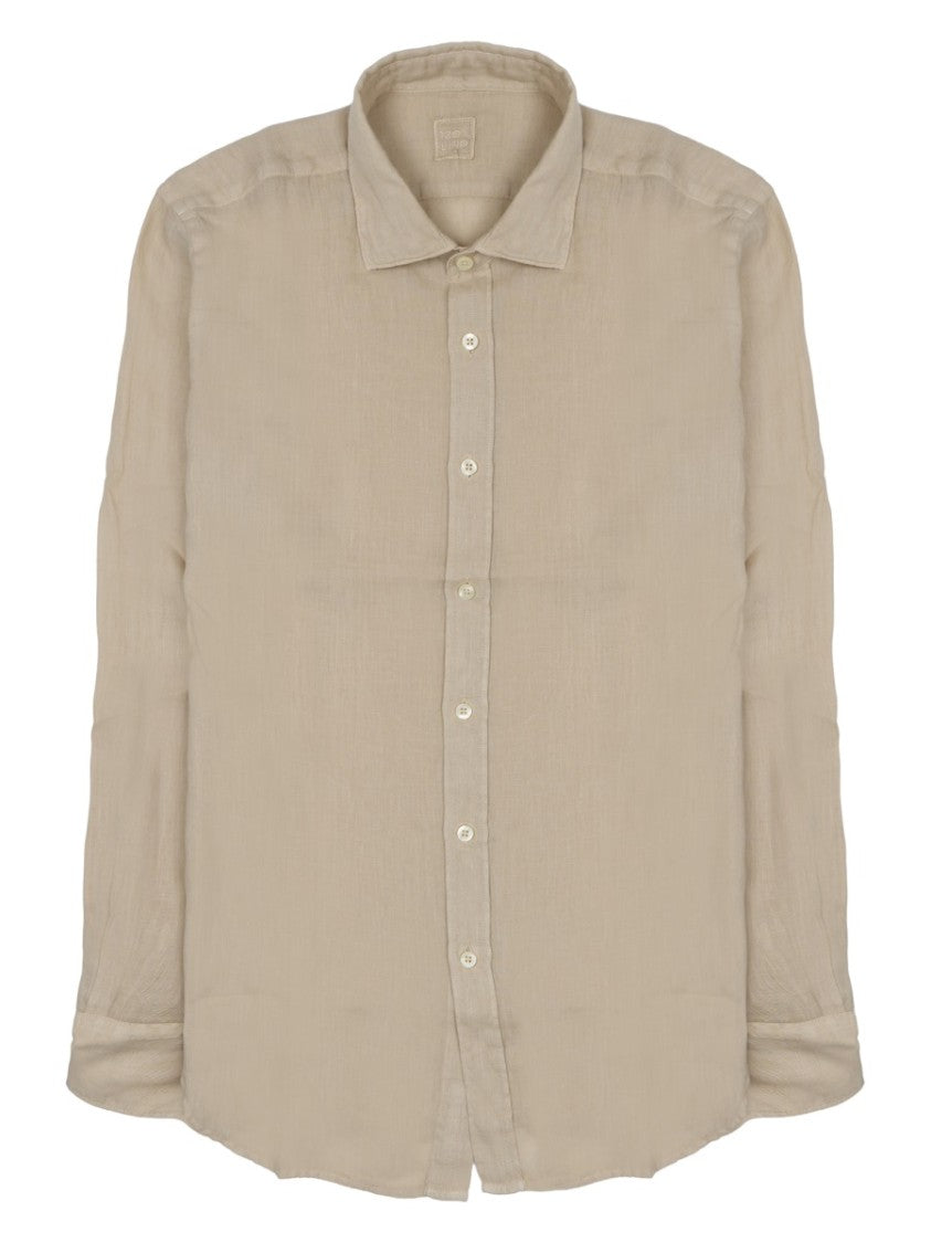 120% Lino Beige Slim-Fit Linen Casual Shirt