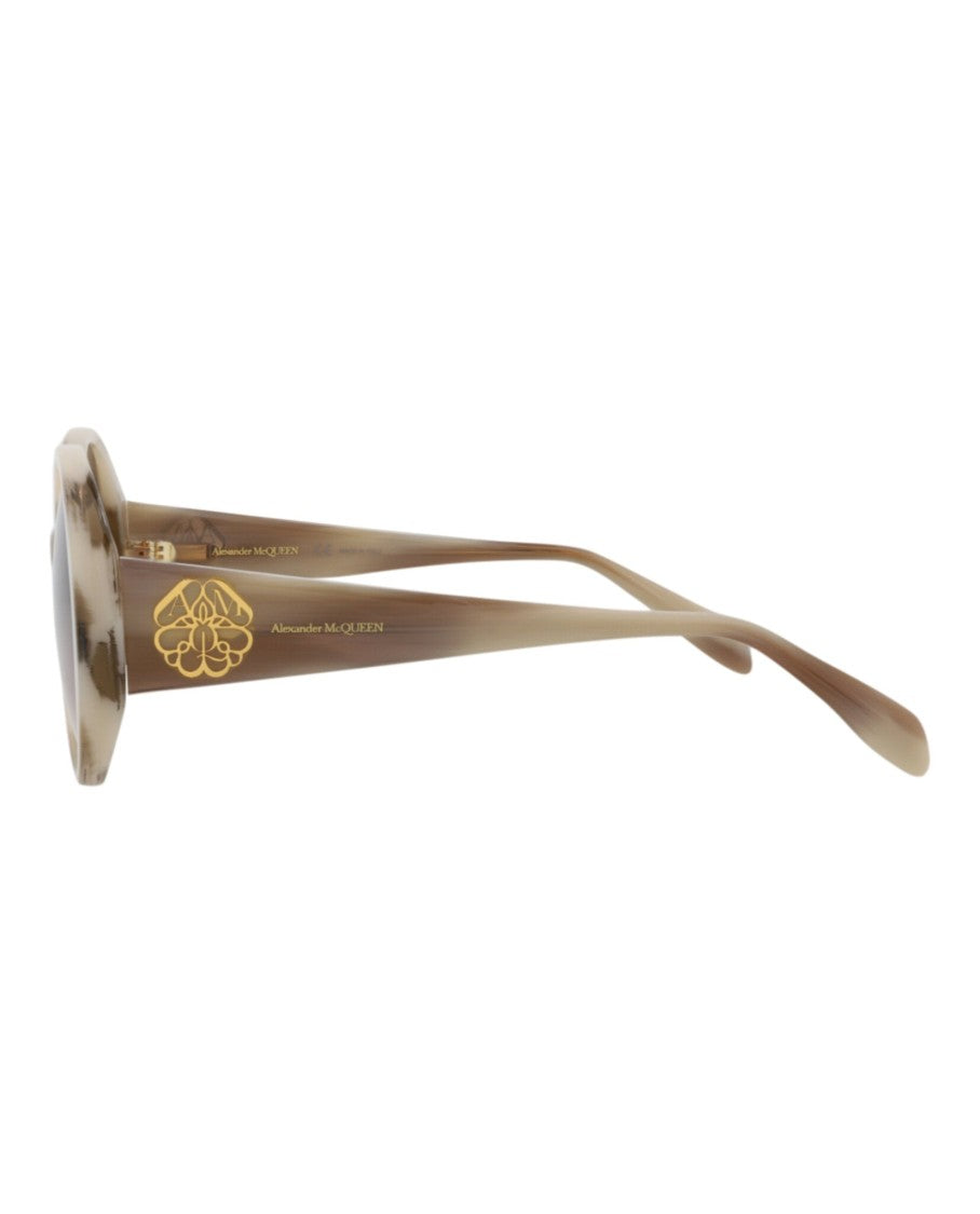 Alexander Mcqueen Round-Frame Acetate Sunglasses With Saddle Nose Bridge